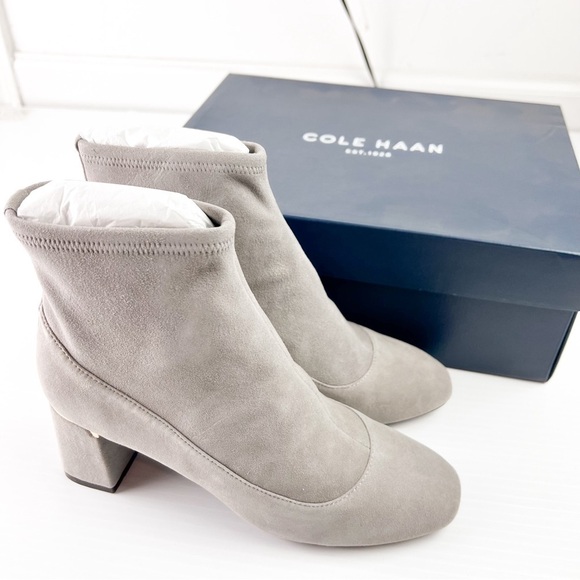 Cole Haan Ankle Boots womens 6.5 Laree Stretch Suede Grey Booties - Picture 11 of 11